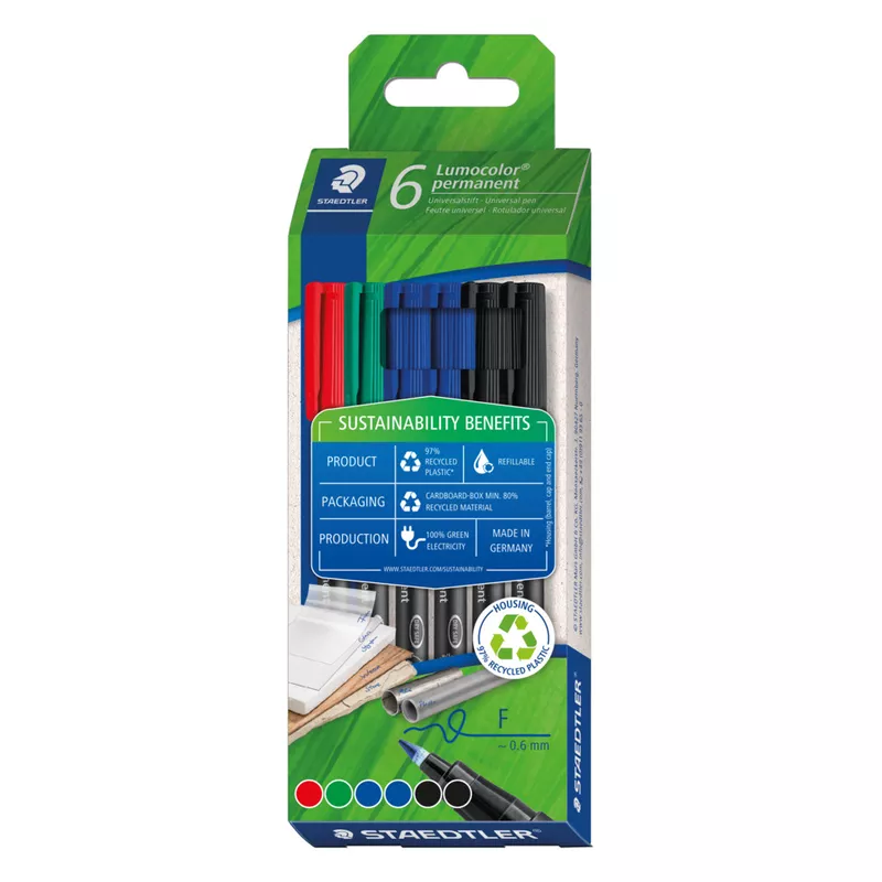 Folienstiftetui Lumocolor® permanent, ca. 0.6 mm, sortiert 6 Stück STAEDTLER 318 C6-1