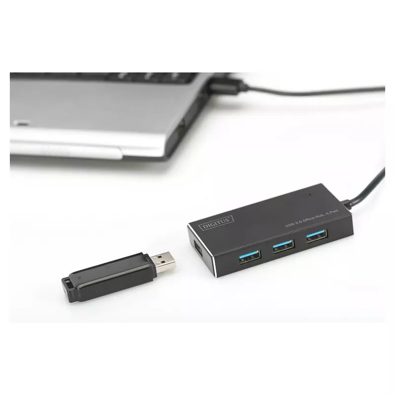 DIGITUS USB-Hub 4-Port 3.0->4xA3.0 m.Netzteil schwarz