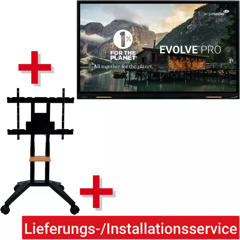 Legamaster Evolve PRO 65“ + Rollstativ höhenverst. + Kabel + Lieferungs-/Installationsservice