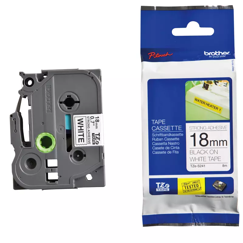 brother Spezialband TZe-S241, schwarz/weiß, 18 mm
