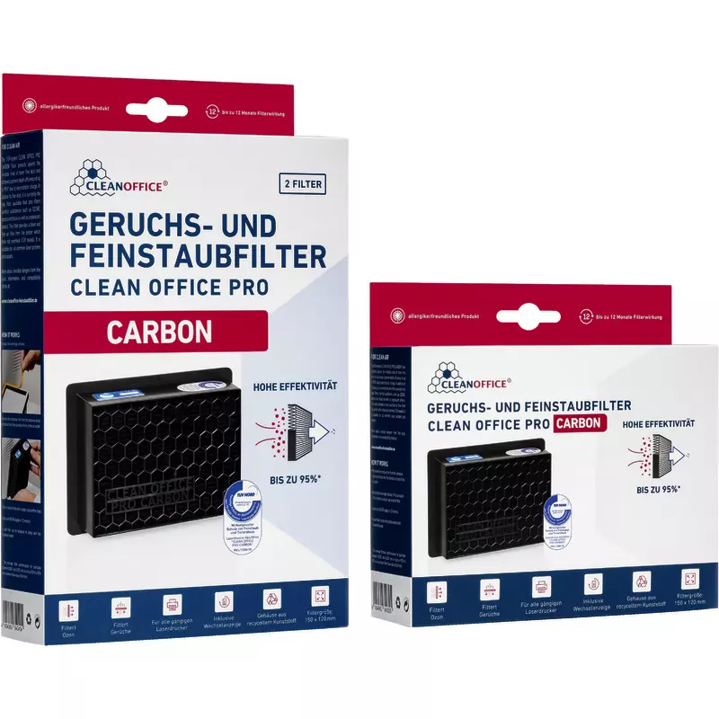 Feinstaubfilter Clean-Office Pro 8404040, Carbon für Laserdrucker und Kopierer, 150 x 120 mm, 2 Stück
