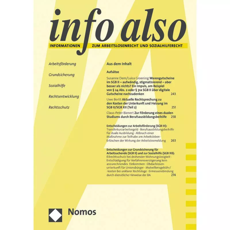 info also - Informationen zum Arbeitslosenrecht und Sozialrecht - Abonnement