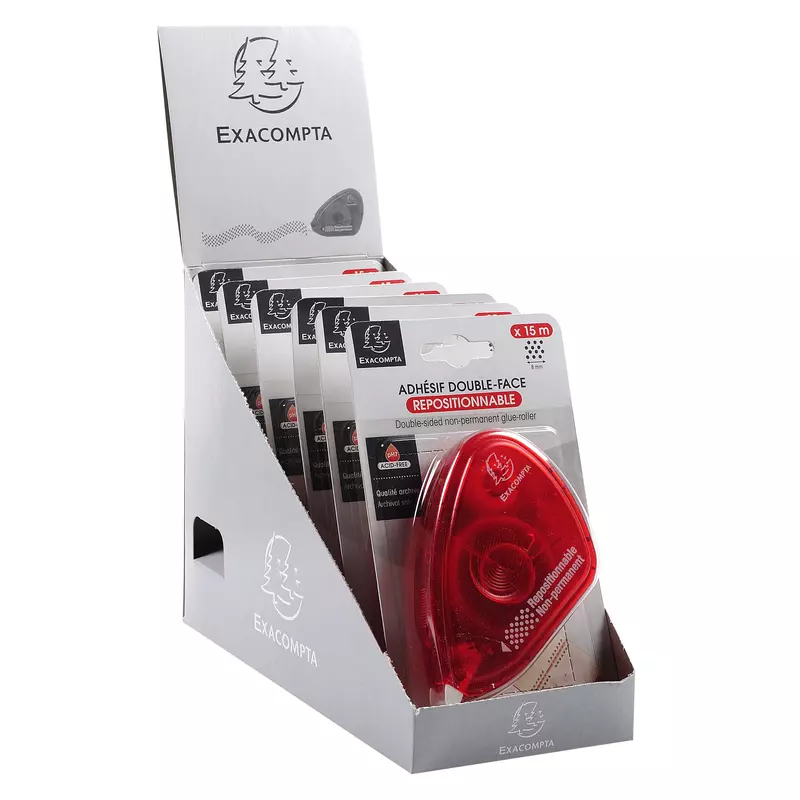 Klebebandroller, doppelseitiges Klebeband für Fotos, repositionierbar, 15m - Himbeerfarben