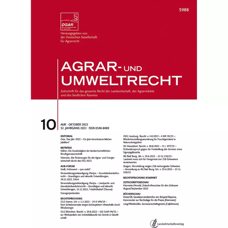 Agrar -  und Umweltrecht  - Abonnement