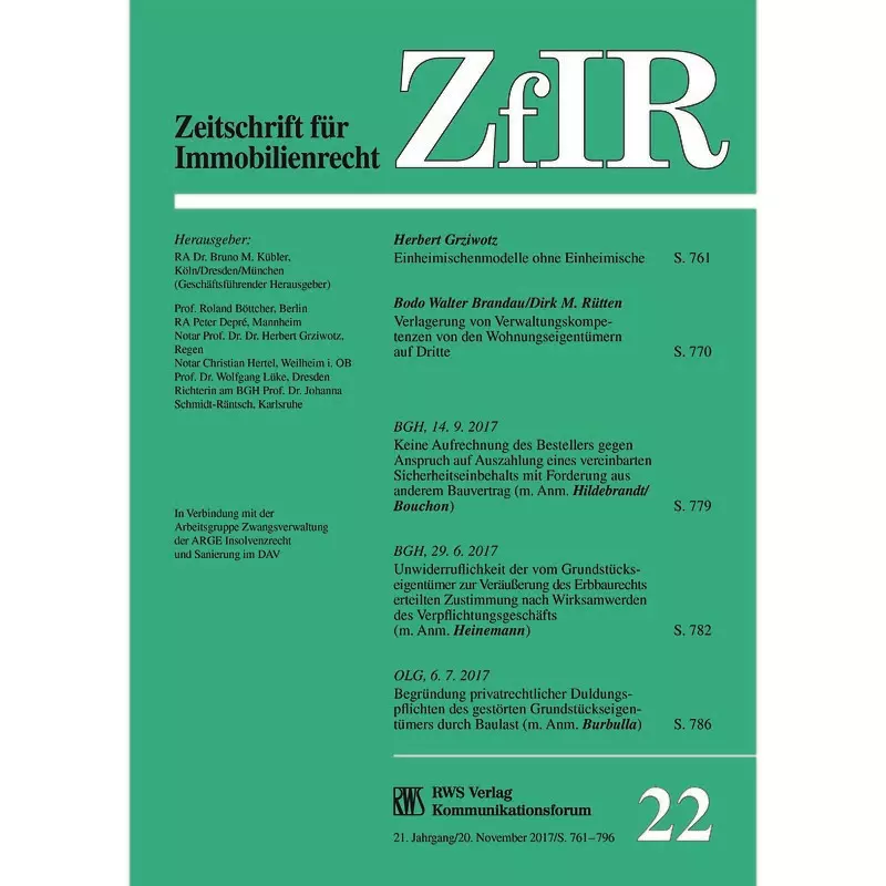 ZfIR - Zeitschrift für Immobilienrecht -  Probeabonnement
