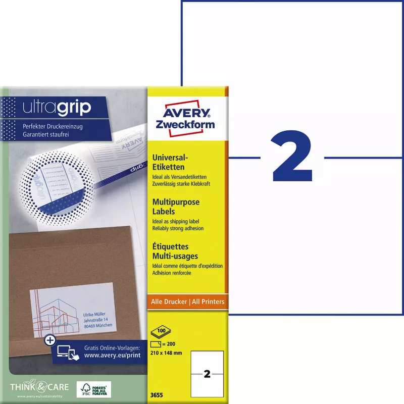 AVERY® Zweckform Universal Etiketten 3655, B x H: 148 x 210 mm