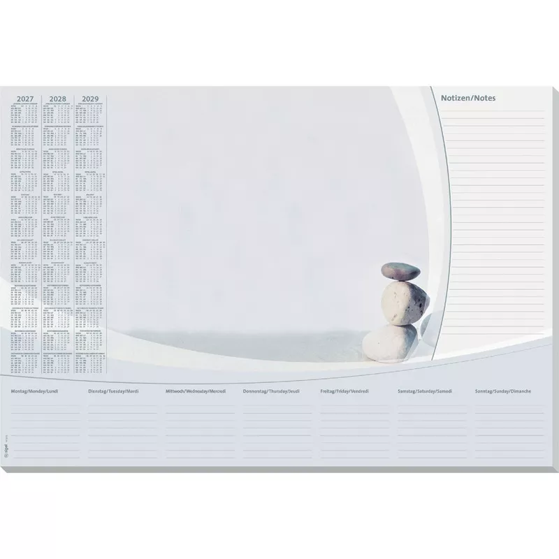 Sigel Schreibunterlage H7370, weiß/grau, Papier, Harmony, 30 Blatt, mit 3-Jahres-Kalender 2026/ 2027/ 2028, 600 x 410 mm