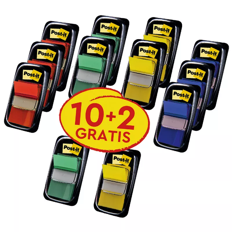 10 + 2 GRATIS! 12 Post-it® Index Haftstreifen Standard 680