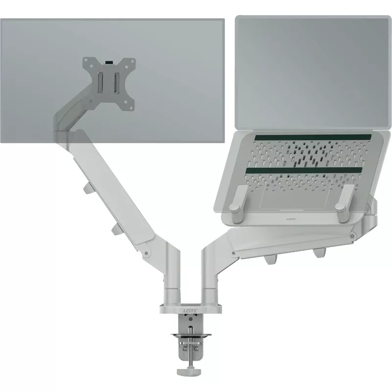 LEITZ Ergo platzsparender Dual Monitorarm mit Laptophalterung