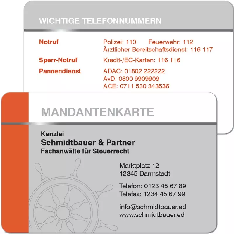 Mandantenkarte, mit individuellem Aufdruck. Design 04