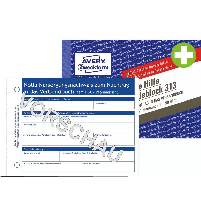 AVERY® Zweckform Erste Hilfe Meldeblock 313, DIN A6