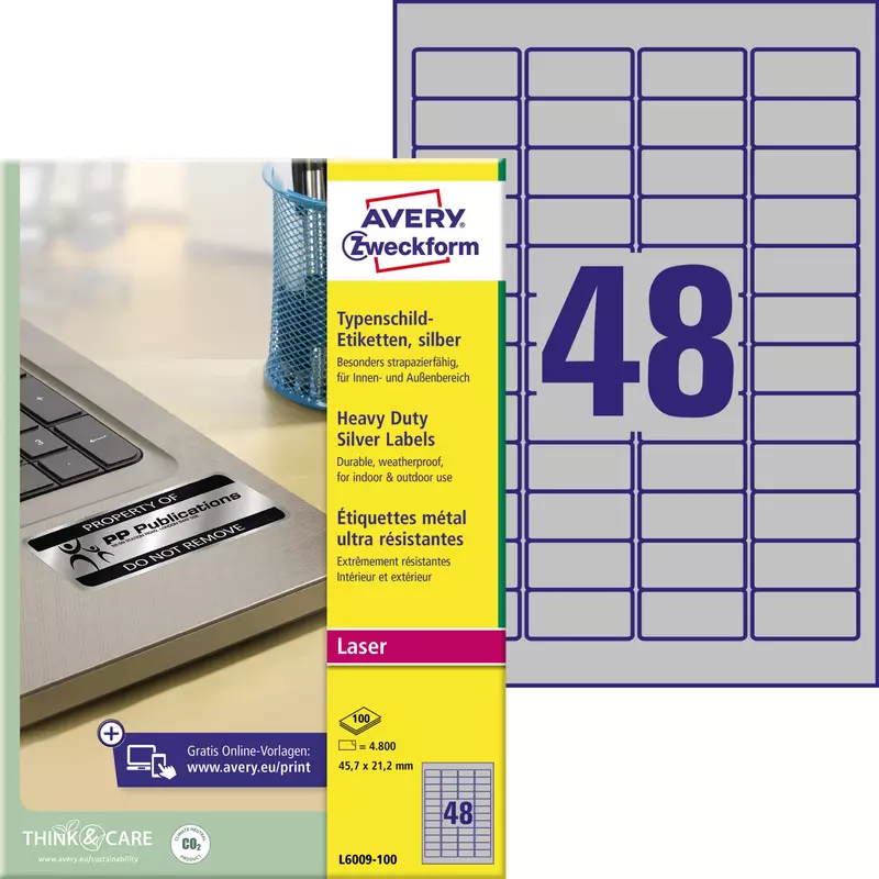 Avery Zweckf. Etikett 45,7x21,2mm 4800St.