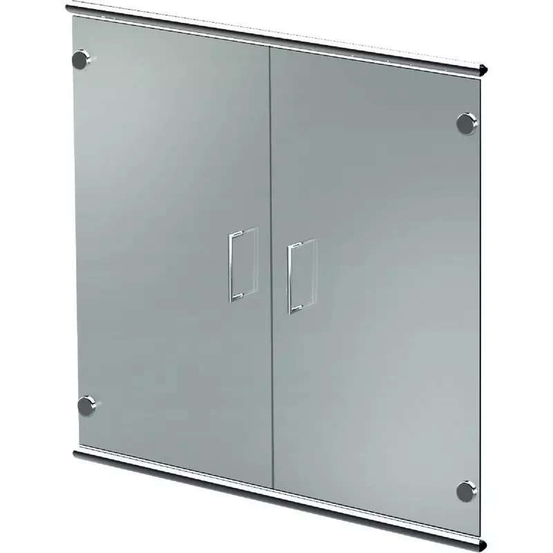 Vorbautüren ARTLINE transparent, aus satiniertem ESG-Glas, 2 Ordnerhöhen, B x H x T: 750 x 680 x 16 mm