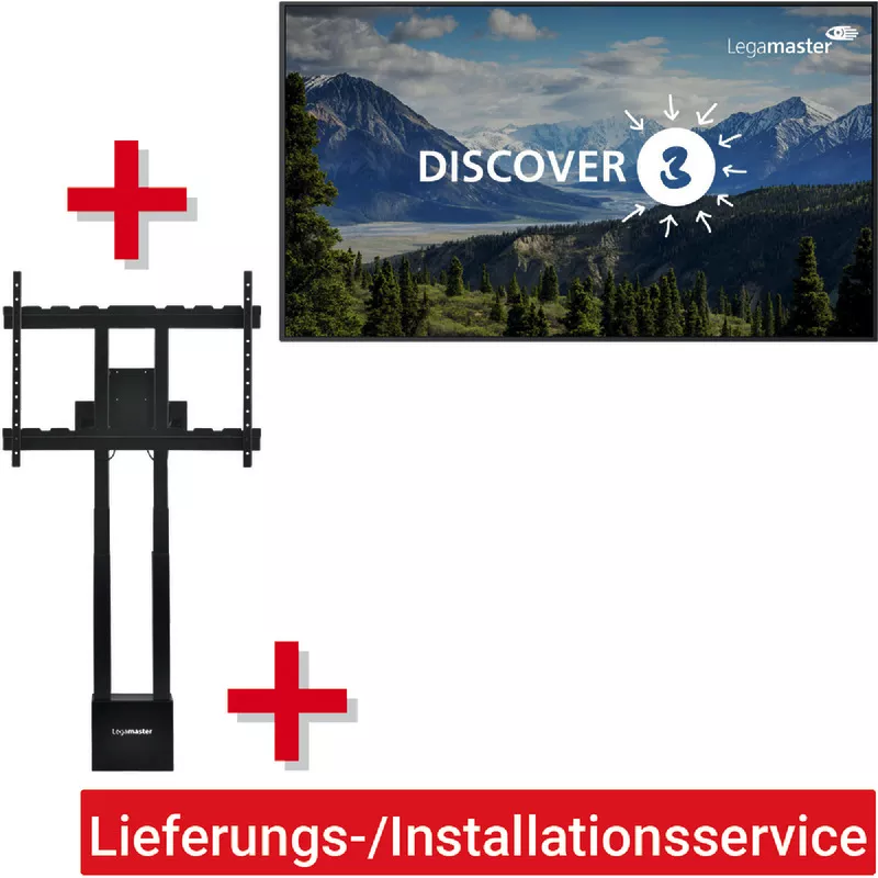 Legamaster DISCOVER 3 75" + Pylonensystem höhenverst. + Kabel + Lieferungs-/Installationsservice