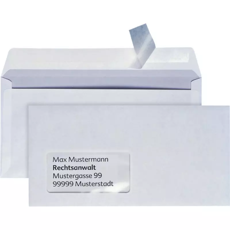 AKTION! Briefumschlag DIN lang, haftklebend, weiß, mit Fenster, Pack: 1.000 Stück