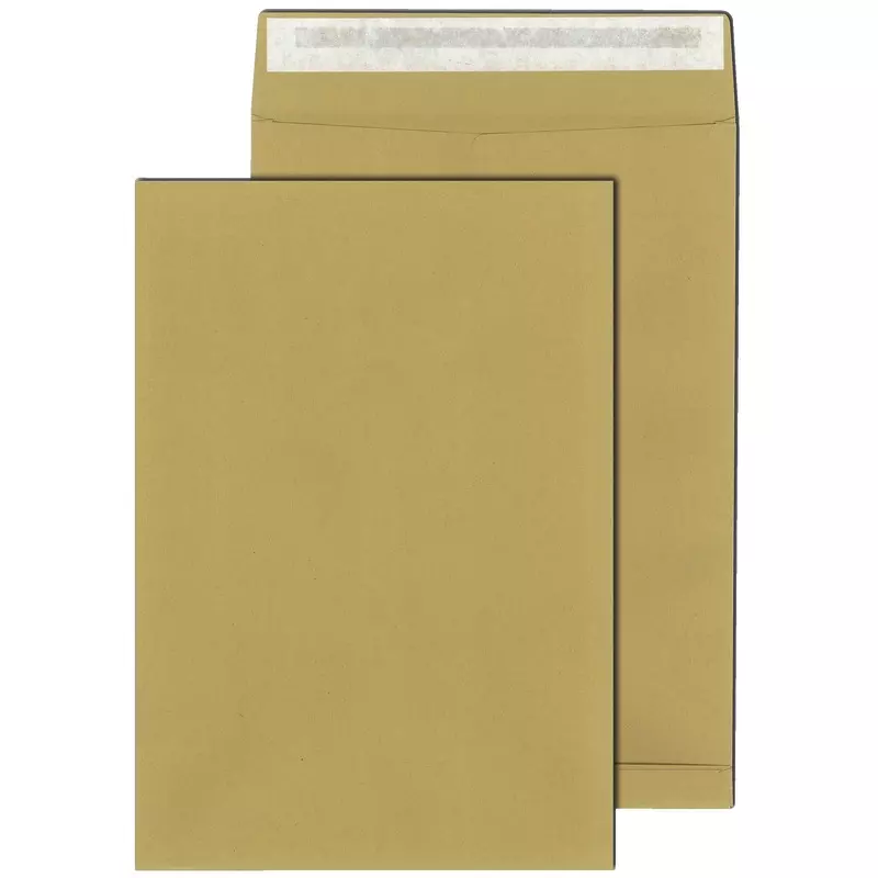 Faltentaschen DIN B4, 250 x 353 mm, haftklebend, braun, 130 g/m², 40 mm Falte, Stehboden, Pack: 250 Stück