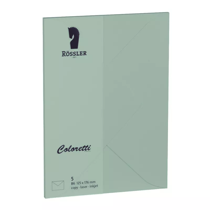 Briefumschlag Coloretti, B6, 80g/m², nassklebend, 5 Stück, eucalyptus COLORETTI 220720567