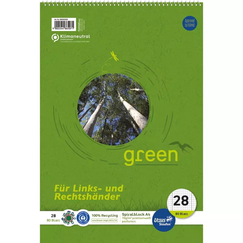 Staufen green Spiralblock Lineatur 28, DIN A4, kariert