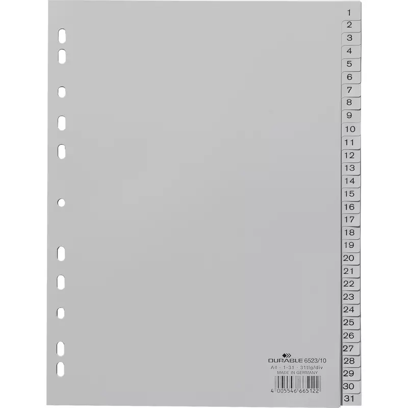 Durable Register DIN A4 volldeckend 1-31 31tlg. PP gr