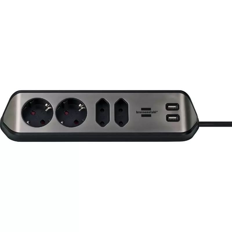 brennenstuhl® estilo Eck-Steckdosenleiste 4 Steckdosen, inkl. USB-Ladefunktion
