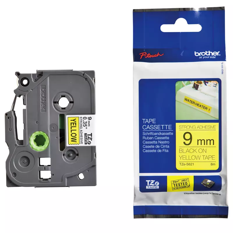 brother Spezialband TZe-S621, schwarz/gelb, 9 mm