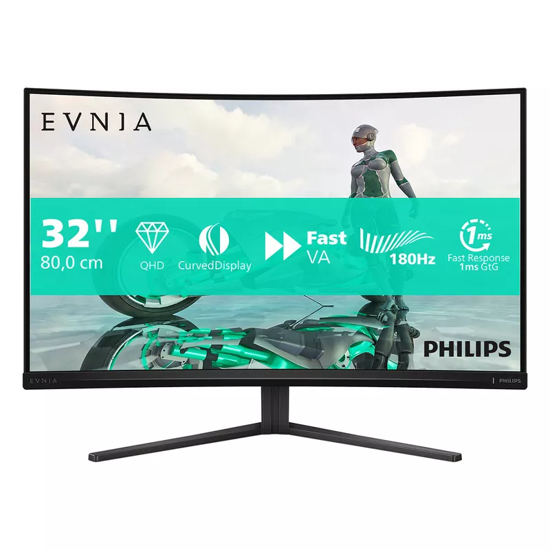 80cm/31,5 (2560x1440) Philips Evnia 32M2C3500L/00 16:9 WQHD Fast VA 1ms 180Hz HDMI DisplayPort VESA HDR FreeSync Curved