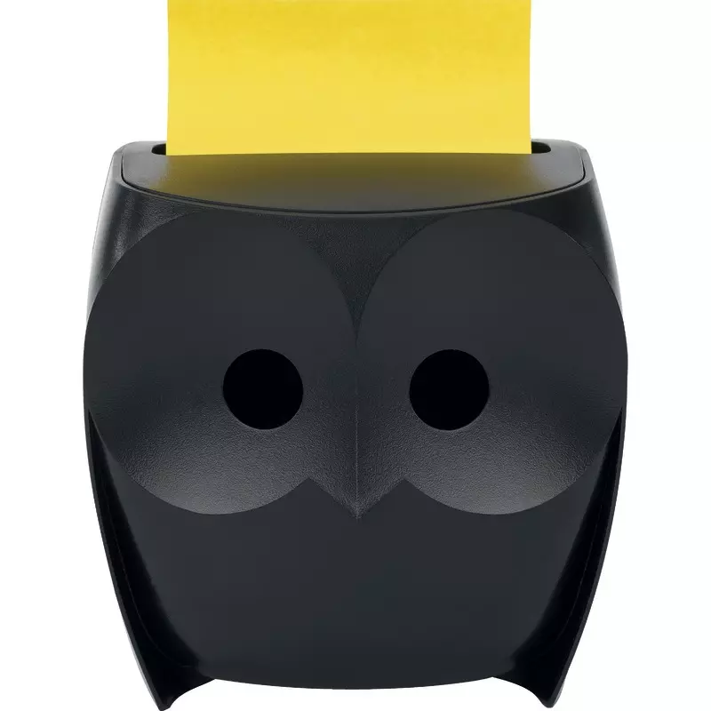 Post-it® Z-Notes Dispenser, Eule, Schwarz + Post-it® Super Sticky Z-Notes,  45 Blatt/Block, 2 Blöcke/Packung