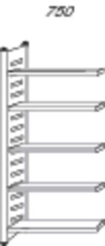 Regalfeld M2, 5 Böden, B x H x T: 750 x 2.200 x 400 mm