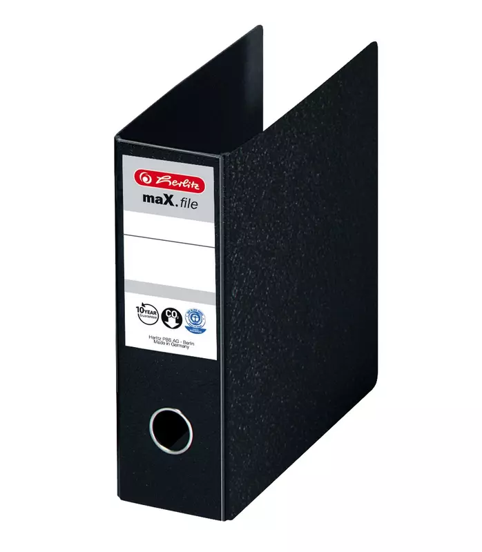 herlitz Hartpappe-Ordner DIN A5 Hochformat, Rückenbreite 75 m, schwarz