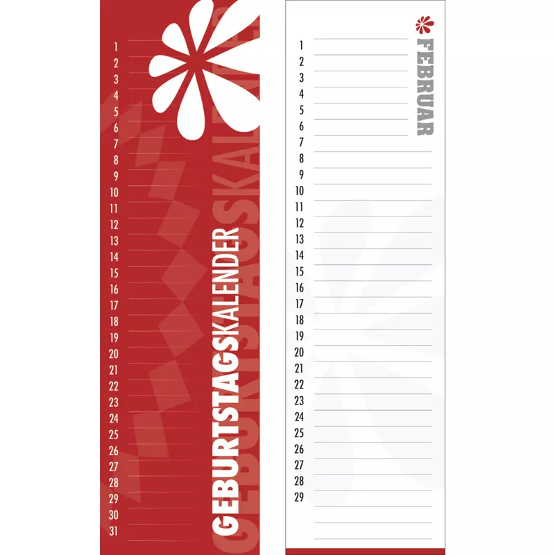 Geburtstagskalender Mini, 95 x 330 mm ALPHA 880812
