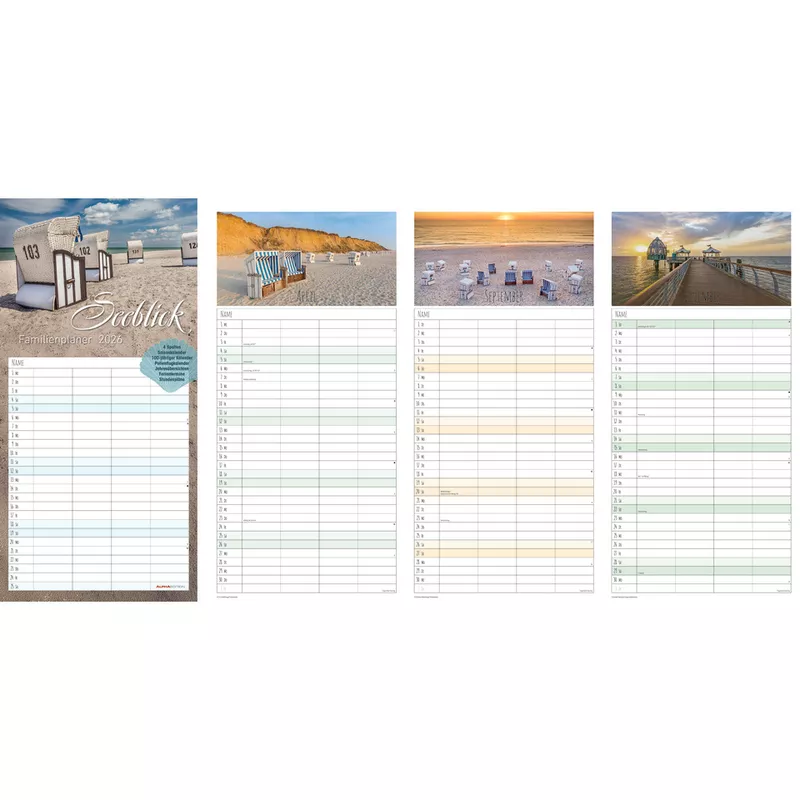 Familienkalender Seeblick, 22 x 45 cm, 1M/1S, 4 Spalten ALPHA 160183