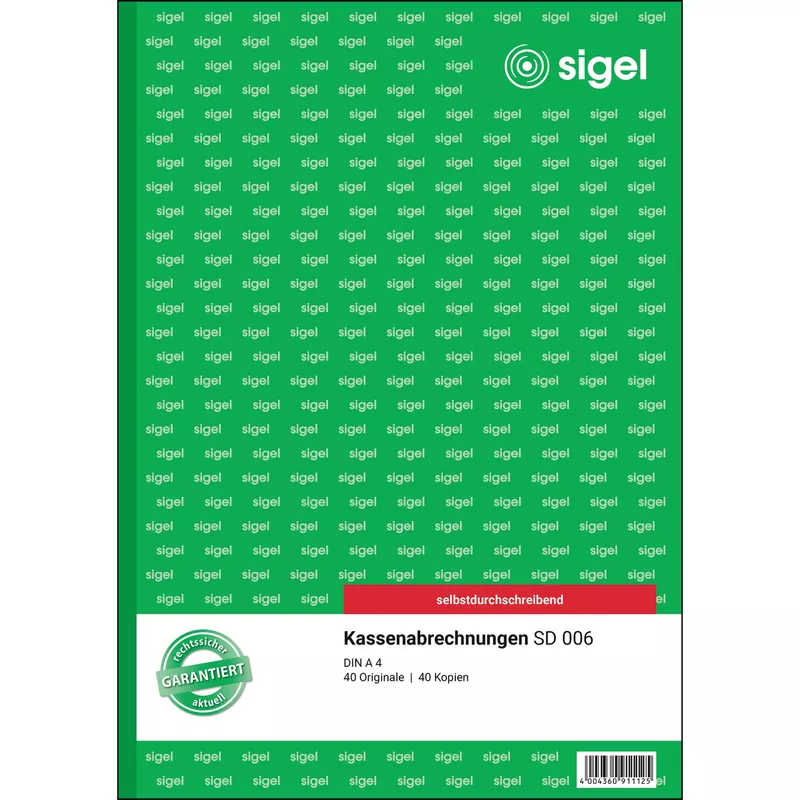 Sigel Kassenabrechnung A4 SD 2x40Bl