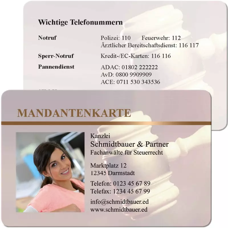 Mandantenkarte, mit individuellem Aufdruck. Design 06
