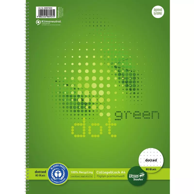 Staufen green Collegeblock Lineatur "dotted" DIN A4, Punkteraster