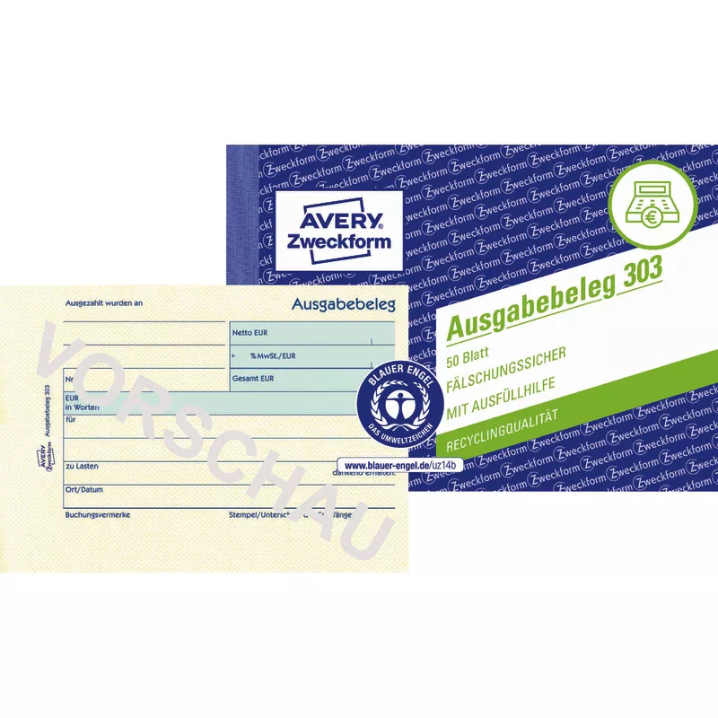AVERY® Zweckform Ausgabebeleg 303 zzgl MwSt.