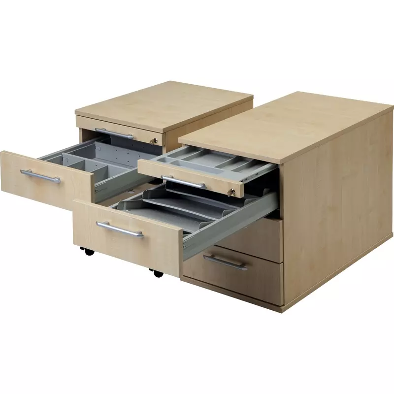 SoldanOffice Rollcontainer, 1 Materiallade, 3 Schubladen, mit Schloss, Tiefe: 800 mm