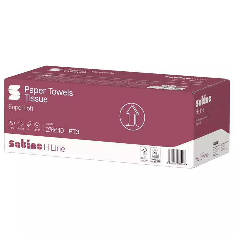 Produktbild von Satino 12.800 Papierhandtücher – 2-lagig, ZZ-Falz, 25 X 23 Cm, Saugstark Und Fusselfrei Aus Recyclingpapier – Für Spender H3, PT3 Und PT4