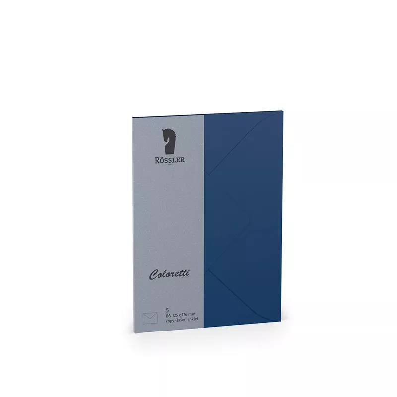 Briefumschlag Coloretti, B6, 80g/m², nassklebend, 5 Stück, jeans RÖSSLER 220720590