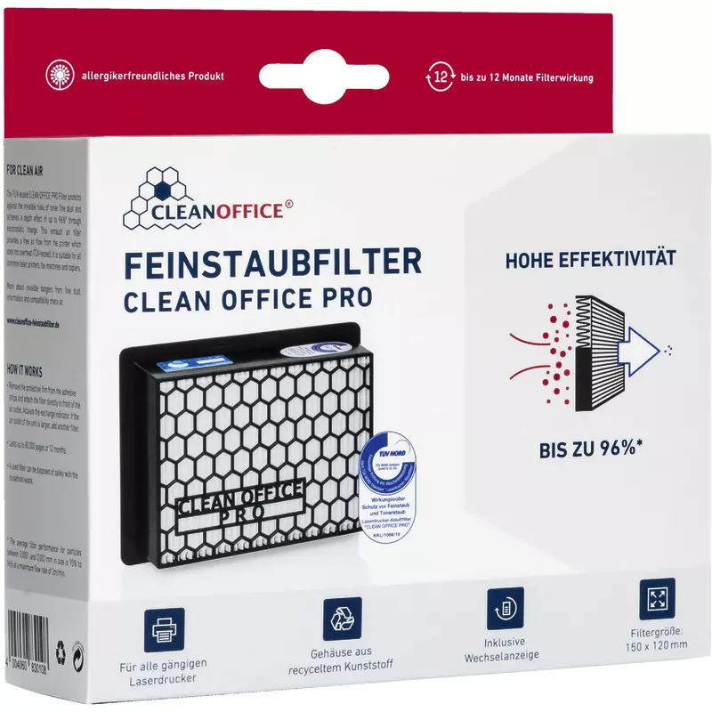 Feinstaubfilter Clean-Office Pro 8302020 für Laserdrucker und Kopierer, 150 x 120 mm, 2 Stück