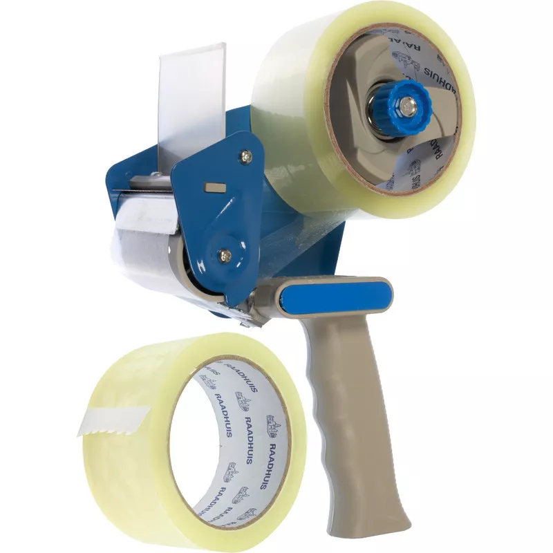 RAADHUIS  Packbandabroller für Packbänder bis 50 mm x 66 mm, inkl. 2 Rollen transparentes Packband
