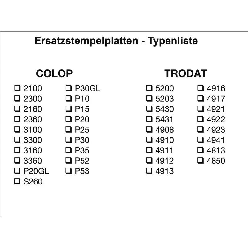 Ersatz-Textplatte  für Trodat 4910 - 4913 und COLOP P 20, 30, 40