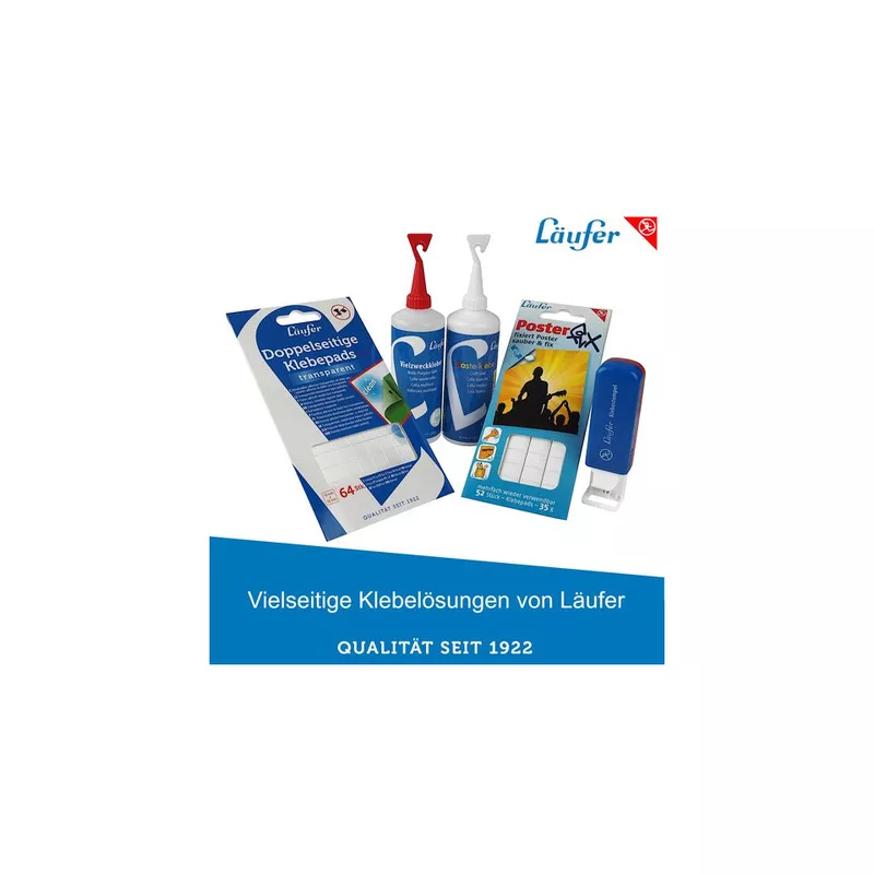 Bastelkleber, ohne Lösungsmittel, 100g, weißer Klebstoff trocknet transparent LÄUFER 99210