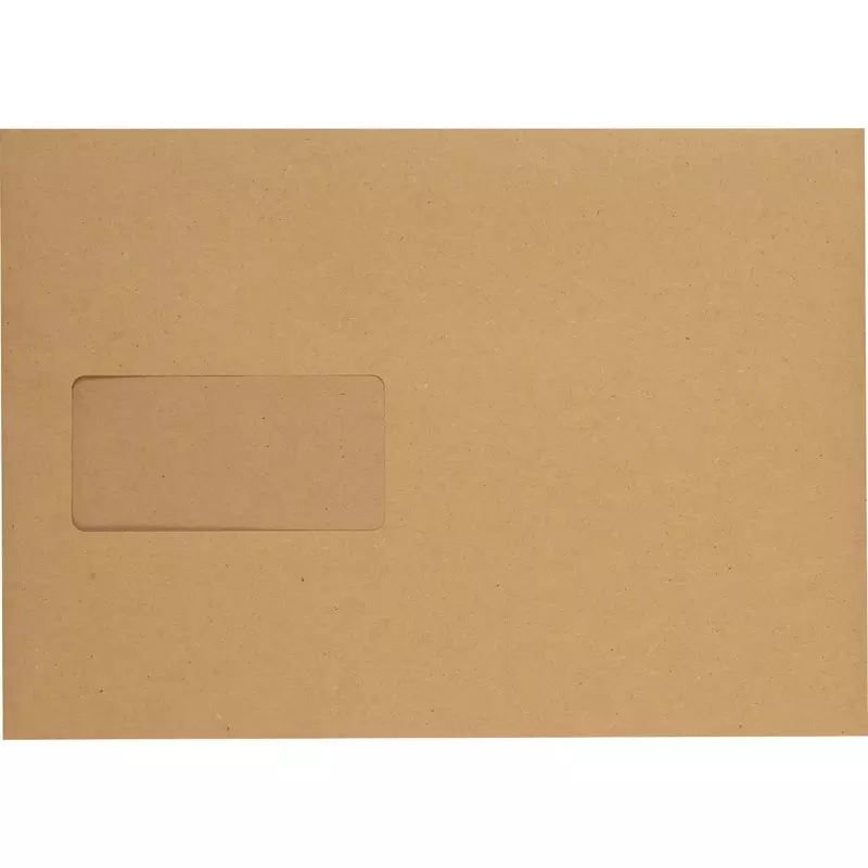 Versandtasche DIN B5, selbstklebend, Fenster, braun, 90 g/m², 500 Stück