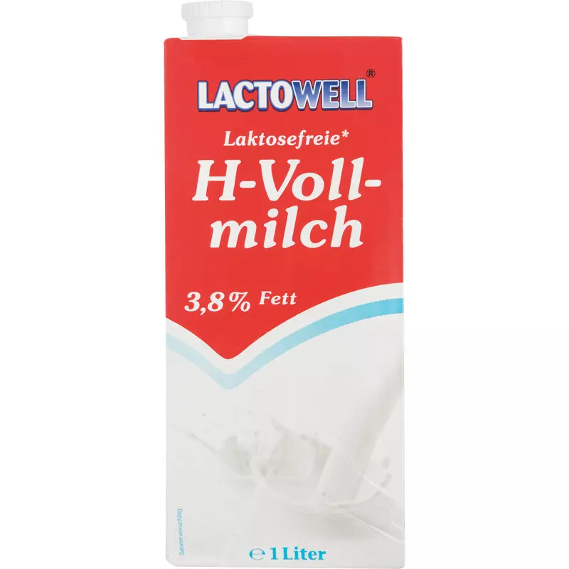 Lactowell H-Vollmilch laktosefrei, 3,8 %, 1 Liter
