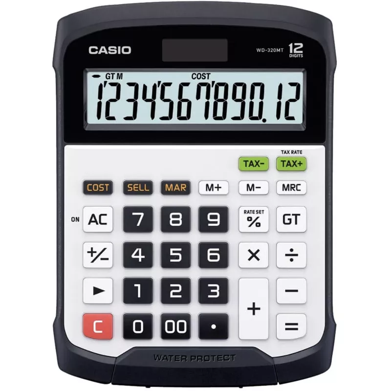 Tischrechner groß, abwaschbar, wasser-/staubfest, für anspruchsvolle Arbeitsumgebungen CASIO WD-320MT