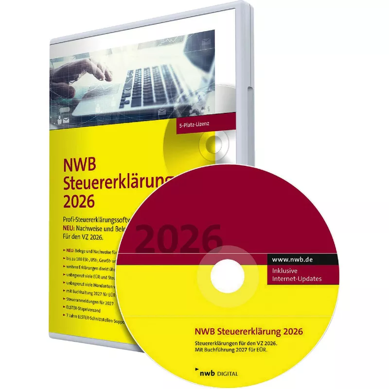NWB Steuererklärung 2026 CD-ROM - 5-Platz-Lizenz