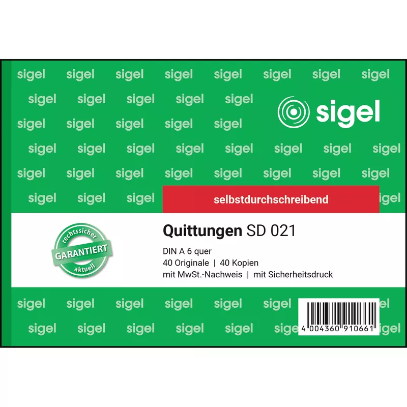 Sigel Quittung DIN A6 quer selbst-durchschreibend
