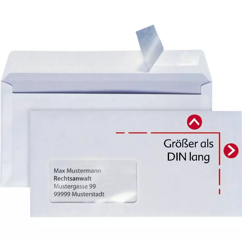 BONG Kompaktbriefumschlag DIN C6 / DIN C5, haftklebend, weiß, mit Normfenster, Pack: 500 Stück