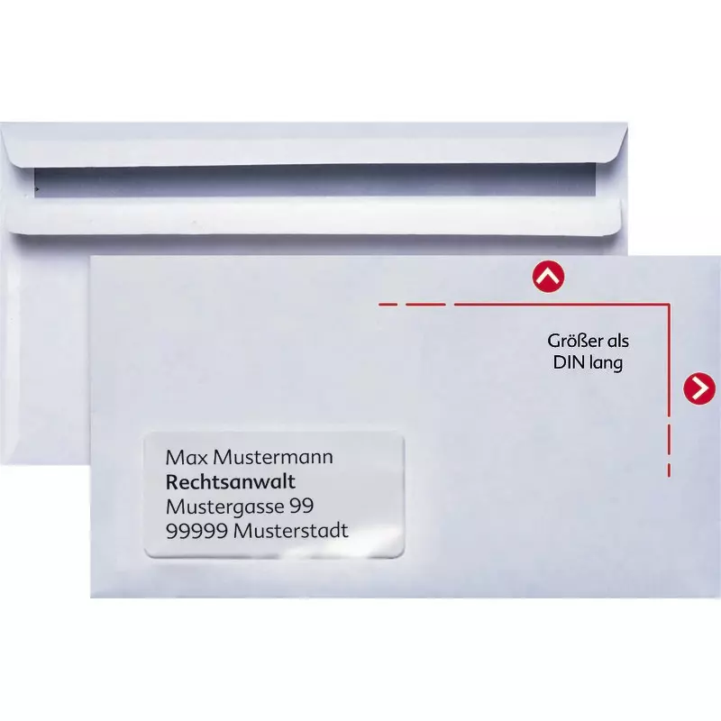 BONG XXL Kompaktbriefumschlag, selbstklebend, weiß, mit Normfenster, Pack: 1.000 Stück