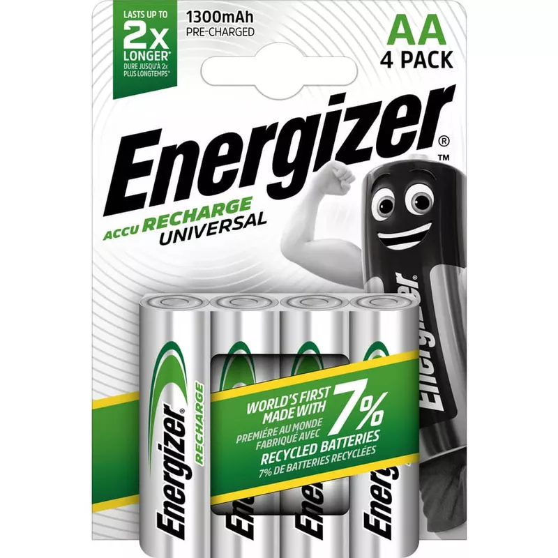Batterie Akku Universal, HR06/AA/Mignon, NiMH 1300mAh, 4 Stück ENERGIZER E301376004